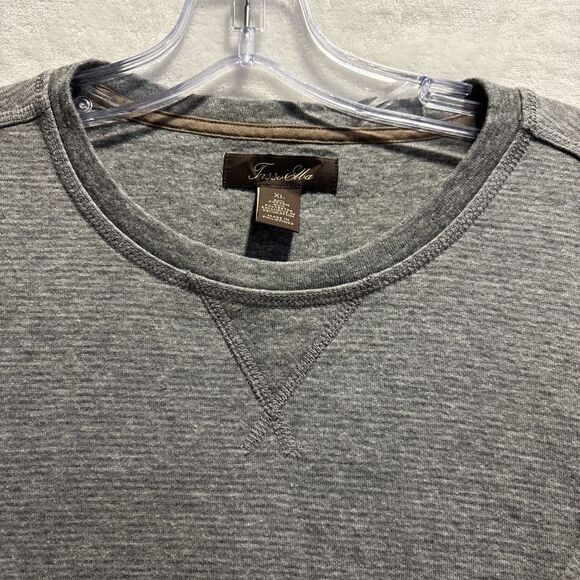 Tasso Elba Men's Long Sleeve Striped Pullover Sweatshirt Suede Elbows Grey XL - Picture 2 of 11